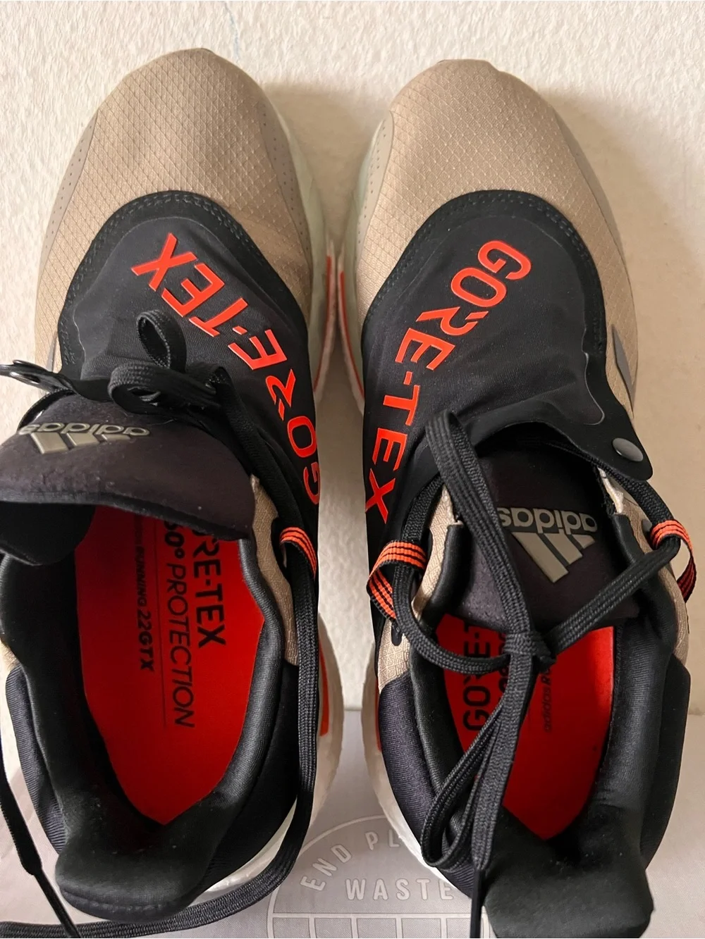adidas Men’s Taupe and Black SolarGlide Running Shoes with Orange Accents